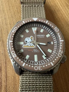 Seiko 7002 -7000 A1 Snoopy Mod Scuba Divers Date Watch Custom Mod 7002 - Picture 1 of 23