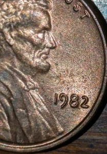 1982 1c Cent Bronze Copper 3.1g Large Date Die Scratches Error Au Details Rb - Picture 1 of 21