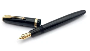 VINTAGE PARKER AF DUOFOLD FÜLLFEDERHALTER IN DUNKELBLAU 14K GOLD MEDIUM FEDER ENGLAND - Bild 1 von 14