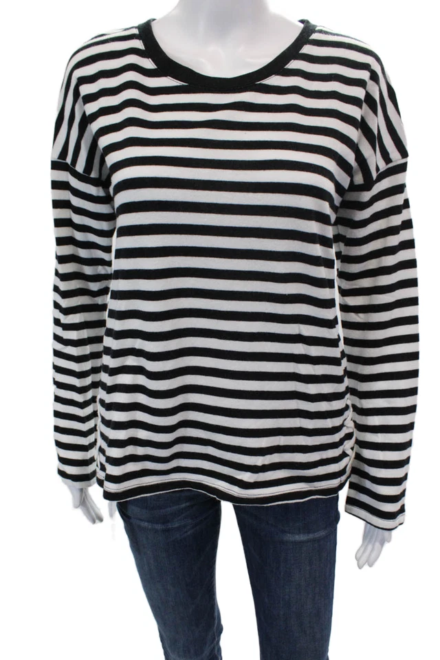 PJ Salvage Mujer Mezcla de Algodón Rayas Con Cordones Sudadera Top Negra Talla S Foto 1 de 4