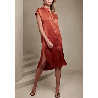 Banana Republic 'Muse' Brown Silk Shirt Dress Size L - Image 1 of 4