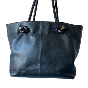 Clark geflochtener Riemen Shopper Tasche Carry All Bag schwarz Leder leise Luxus schick - Bild 1 von 11