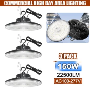 3Pack 150W UFO LED High Bay Shop Light for Warehouse Stadium Flood Area Lighting - Picture 1 of 13