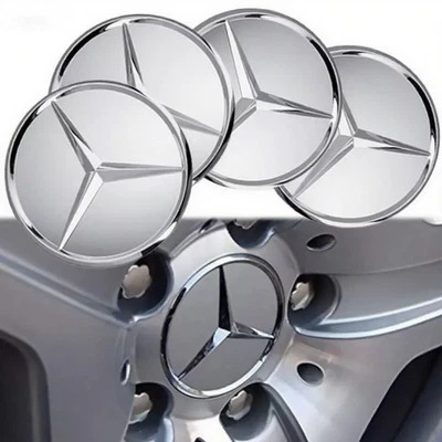 4 x 75mm Wheel Center Hub Caps Emblem Fit For Mercedes-Benz S B C E Matte/Silver Foto 1 de 4
