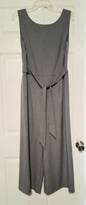 Loft Gray Jumpsuit Tie Front Or Back Pockets Wide Legs Maxi Size 10 - Picture 1 of 11