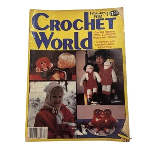 Crochet World Vintage Magazine February 1982 Patterns Photos Designs Dolls Retro - Picture 1 of 12