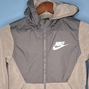 Nike Youth Size Medium Gray Zip Up Hooded Fleece Jacket - Picture 1 of 6