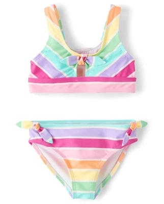 Traje de baño bikini de 2 piezas para niñas, rayas dulces, grande Foto 1 de 3