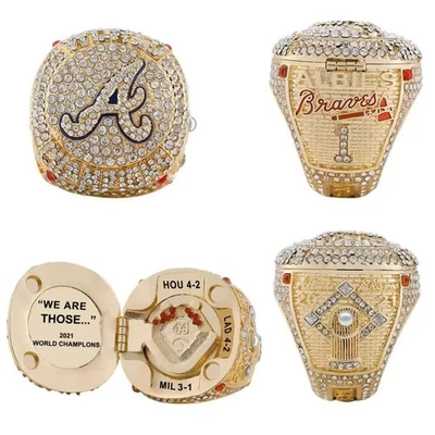 Anel flip-top clássico beisebol mundial Atlanta Braves Championship Ring MLB - Imagem 1 de 4