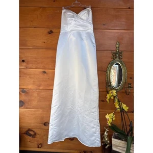 Lulus Profound Love White Satin Pleated Strapless Sleeve Maxi Dress Bridal Sz L - Picture 1 of 4