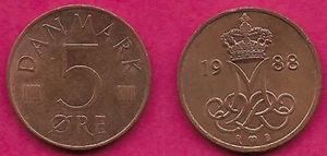 DÄNEMARK 5 ERZ 1988 R-B MARGRETHE II, GEKRÖNTES MIIR MONOGRAMM TEILT DATUM, M - Bild 1 von 1