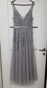 Ever Pretty Womens Fashion V neck Sleeveless Long Evening Gray Dress Size M - Picture 1 of 13