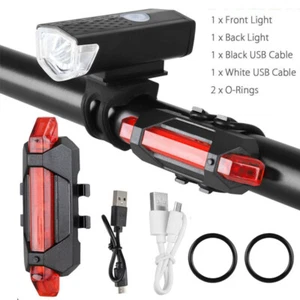 USB Rechargeable Bicycle Light Bike Head Light Front Rear Lamp Cycling Lighting