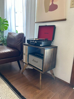 Small Stylish Storage Table Vinyl Record Stand, Media Shelf, Accent Piece - Image 1 of 4