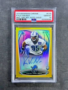 2014 Bowman Chrome #KVN Kyle Van Noy Rookie Auto Gold Refractor /50 PSA 10 Gem - Picture 1 of 3