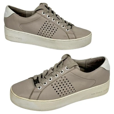 Tenis Michael Kors para mujer amapola talla 7M cuero gris perforado con cordones Foto 1 de 4
