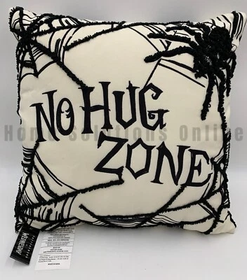 Pottery Barn Wednesday Addams No Hug Zone Halloween Outdoor Pillow 20" Sq #Z1204 - Image 1 of 4