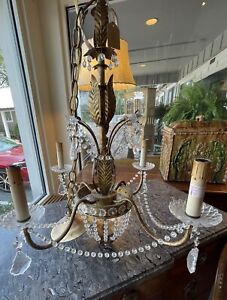 Currey and Company - Gold Chandelier with crystals - Model 9649