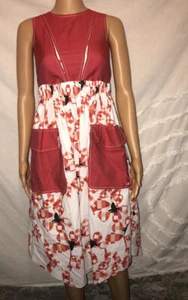 Val Max Italy Burnt Orange/White Geometric Sleeveless Dress Girls sz 12 Year  - Picture 1 of 8