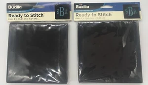 Black 14 ct Aida cloth counted cross stitch stretched 6” wood frame lot of 2 NEW - Picture 1 of 9