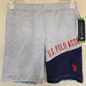 U.S. Polo Assn. Boys Contrast Splice Shorts Terry Size M (8) Grey BRAND NEW - Picture 1 of 4