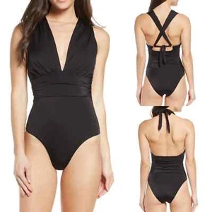 New Chelsea28 Black Convertible One Piece Swimsuit - Picture 1 of 7