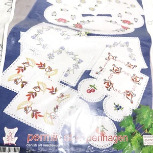 Permin of Copenhagen Embroidery Unused Needlework 14 Patterns Flower Doily (t11) - Picture 1 of 9