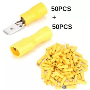 100X Insulated Female&Male Spade Crimp Terminals 10-12AWG Cable Wire Connectors - Picture 1 of 11