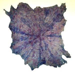 NEW Cowhide Rug Soft Leather tie dyed navy Blue gray purple resort upholstery XL - Picture 1 of 5