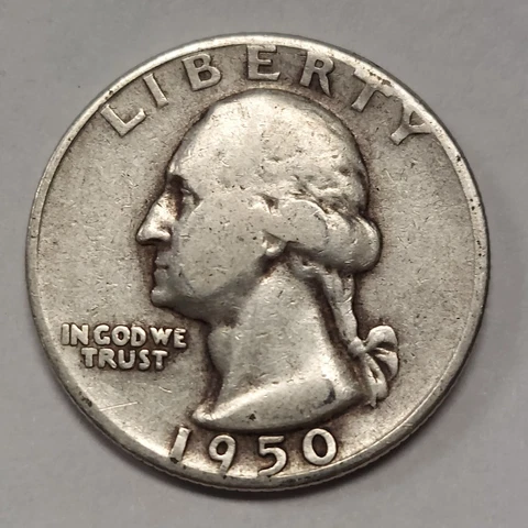1950-S Washington Silver Quarter in Lower Grade Condition Great Filler Coin Cover