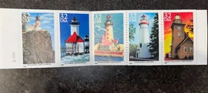 U.S. # 2969-73 MNH Great Lakes Lighthouses 32¢ Booklet Pane of 5 - Picture 1 of 1