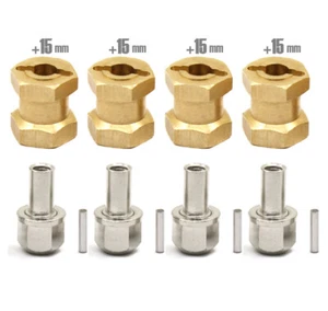 12mm Hex Wheel (4) Hub Brass 15mm Thick for Axial SCX-10, D90 & D110 Crawler - Picture 1 of 1