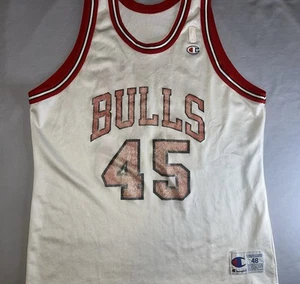 Vintage Champion Chicago Bulls Michael Jordan Trikot weiß #45 Größe 48 - Bild 1 von 4
