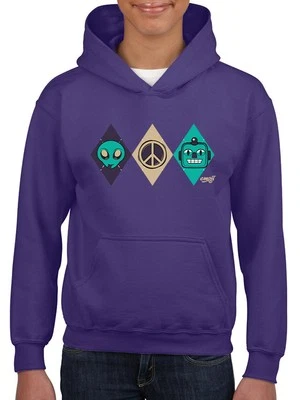 Alien Peace Trio Emoji - Sudadera con capucha juvenil diseño artístico símbolo futurista Foto 1 de 4