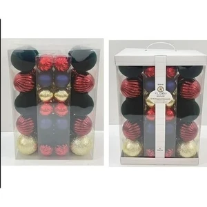 Ralph Lauren Inspired Christmas 62 Piece Ornament Set Red Gold Navy Blue Black - Picture 1 of 3