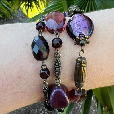 Brazalete Vintage Premier Designs Iris Púrpura 3 Hilos Retirado Multistrand Foto 1 de 4