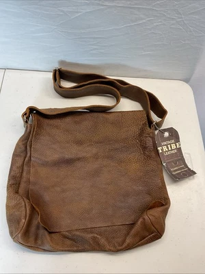 NEW Roots  VTG Tribe distressed  Leather Messenger Satchel Bag Unisex  Brown - Image 1 of 4