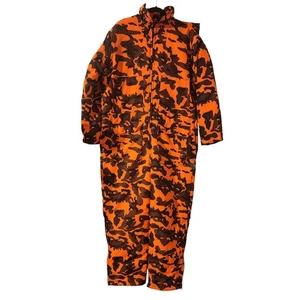 VTG Winchester Orange Camo Hunting Coveralls Insulated Jumpsuit With Hood Size L - Picture 1 of 5