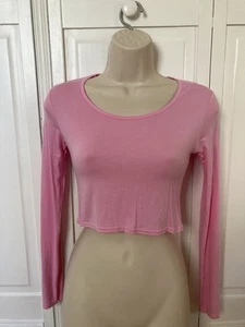 Ladies/girls Pastel Pink Long Sleeve Crop Top UK 8 - Picture 1 of 6