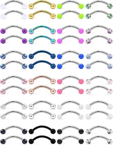 48PCS 16G Surgical Steel Snake Eyes Tongue Ring Curved Barbell Nipplerings Nippl - Picture 1 of 12