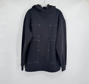 Urban Outfitters x Lyph Mens Black Ribbon Detail Cotton Hoodie Sweatshirt Sz L - Picture 1 of 8