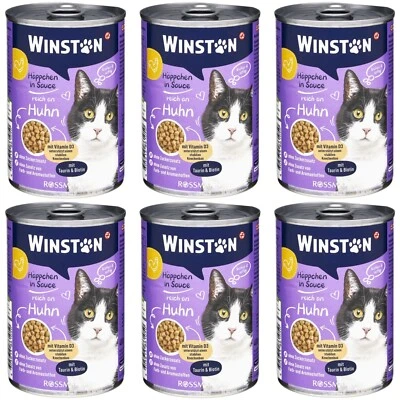 6 x 400 g | Winston Saftige Häppchen reich an Huhn ohne Zuckerzusatz mit Biotin - Bild 1 von 2