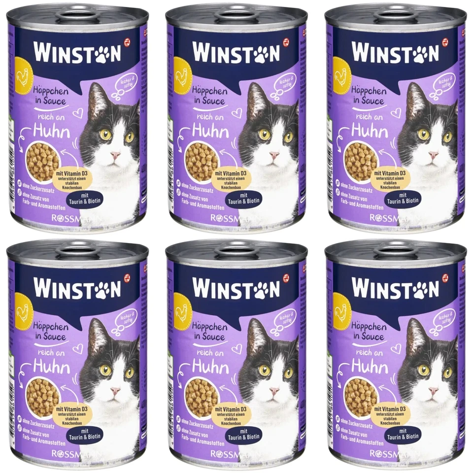 6 x 400 g | Winston Saftige Häppchen reich an Huhn ohne Zuckerzusatz mit Biotin - Bild 1 von 2