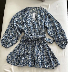 Outerknown Lulu Blue Floral Cotton/Silk/Hemp Dress Tie Size Medium Brand New - Picture 1 of 12