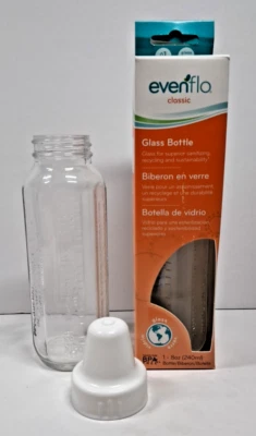 EvenFlo Classic 8 oz Glass BPA Free Baby Bottle Bottle and Nipple Cover Only - Image 1 of 4