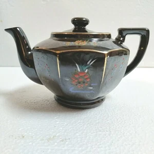 Noritake Tea Pot Deep Brown With Pineapple And Grapes Design - Picture 1 of 13