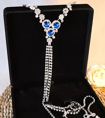 Colar de corrente de pedra azul feito à mão sexy lingerie mamilo joalheria não perfurante EUA - Imagem 1 de 4