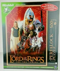 2002 Lord Of The Rings LOTR Two Towers 500 pc Puzzle Sealed Box Wrebbit 61x92 cm - Picture 1 of 4