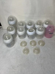 Lot Of 11 Avent Anti Colic Baby Bottles 1-9oz 10-4Oz; 12 #1 Nipple; 3 #2 Nipple - Picture 1 of 5
