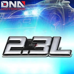 STICK ON 3D POLISHED CHROME BLACK BODY METAL EMBLEM TRIM BADGE LOGO 2.3L 2.3 L - Foto 1 di 2